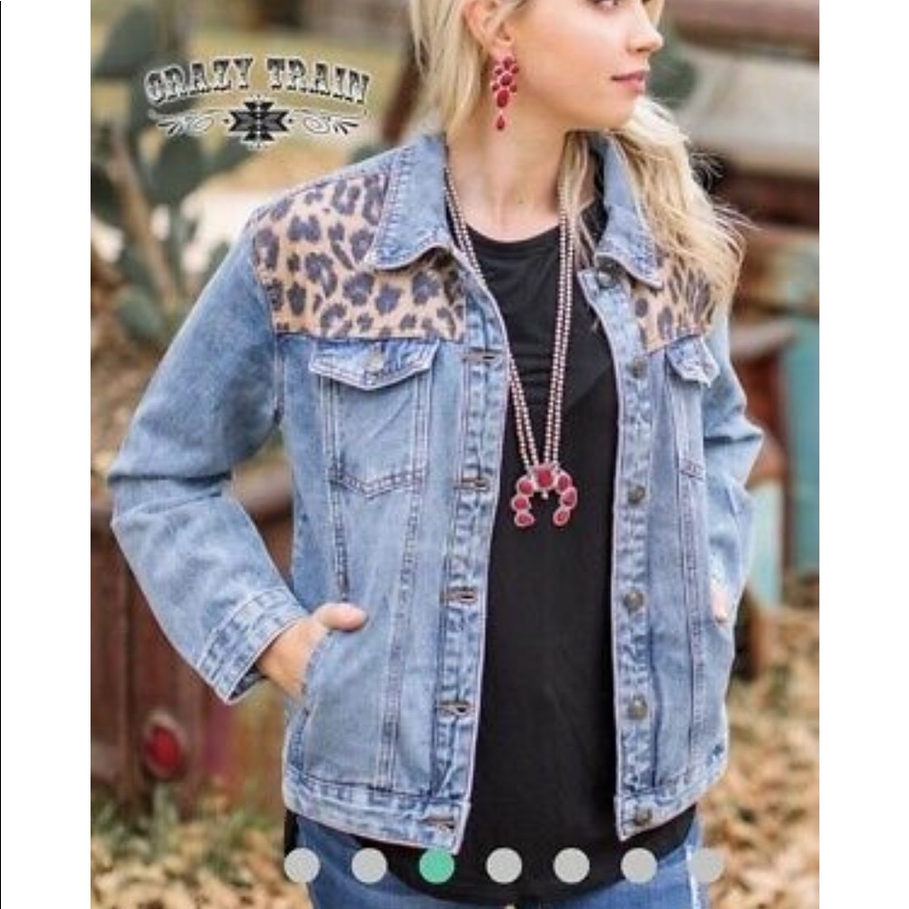NWT crazy train denim & cheetah jacket